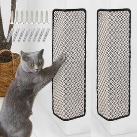 JanYoo Cat Scratching Mat Cat Scratch Furniture Protectors, Sisal Cat Scratcher Mats Anti Scratch Floor Scratching Pad for Wall Floor Sofa Couch Carpet Doors Bed 60 x 25CM (2 Pcs, Black)