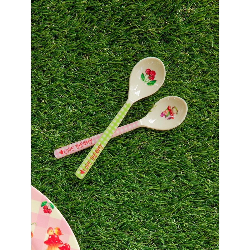 Rice Coffee Spoon Melamine Spoon Love Therapy Print Set of