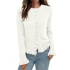 PRETTYGARDEN Womens Fall Button Down Cardigans Chunky Knit Ruffle Open