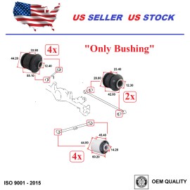 2MPLASTIC Rear Lateral Upper Lower and Rear Arm Bushing Set (10) For Toyota 4Runner 96-02