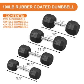 Rubber Coated Hex Dumbbell Weight Set, Multiple Sizes Exercise & Fitness Dumbbells,100LB Set,110LB Set,200LB,350LB,450LB,550LB, 35-50Lbs Pairs for Muscle Toning, Strength Building & Full Body Workout
