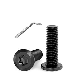 Dayalo Flat Head Screws, M8 Screws, Black, Torx Screws, Machine Screws, Full Thread, Stainless Steel, A2 V2A Furniture Screws, Pack of 10, M8 x 25 mm, with Torx Key