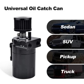 EVIL ENERGY Baffled Oil Catch Can,Oil Separator Catch Can with Breather Filter 300ml Universal Aluminum