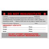 DNR Do Not Resuscitate Wallet Card (DNR-101) Quantity: (2)
