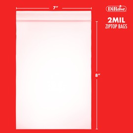 Dirose 7" x 8" Clear Reclosable Poly Bags – Pack of 1000, 2 Mil Thickness – Resealable Plastic Zip Bags for Snacks, Hardware, Arts & Crafts, and Storage