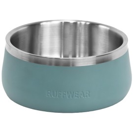Ruffwear, Basecamp Dog Food Bowl, Durable, Rust-Resistant Stainless Steel Dog Bowl, Non-Slip Base, Dishwasher Safe, 1.25L/5 Cups for Food or Water, Built for Explorers, River Rock Green