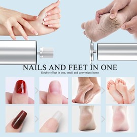 SUILU Electric Foot File,with Replacement Sandpaper Professional Pedicure Tool for Men Women Dead Cracked Hard Skin Calluses (Silver)