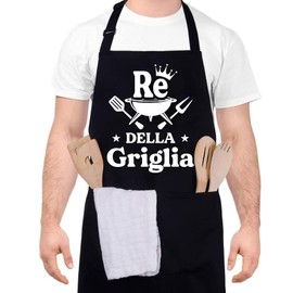 Halinuia BBQ Apron Men's Funny Kitchen Apron with 2 Pockets Waterproof BBQ Apron for Outdoor BBQ and Cooking, black