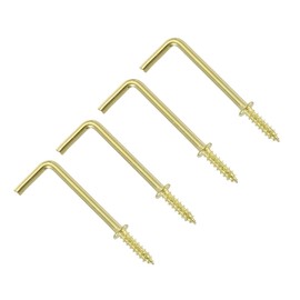 TERF® 38mm Square Bend Shoulder Cup Hook Screw 38mm (1.5 inch) Electro Brass Plated Cup Hook Hanging Screw for Office Home Garden Indoor Outdoor Decoration Use - Pack of 20