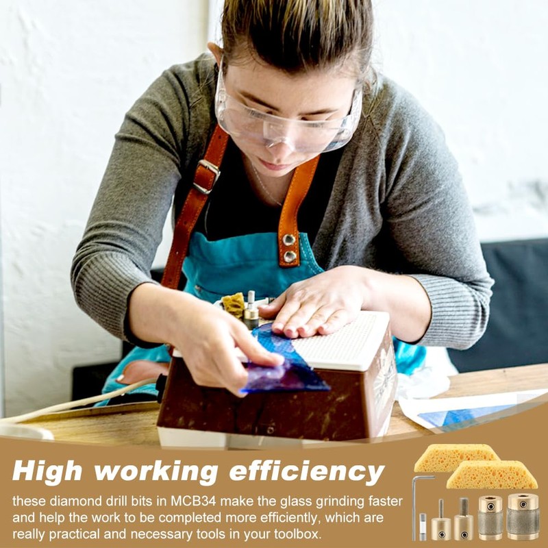 Glass Diamond Grinder Bit Head Tools Combination Set 1" 3/4"