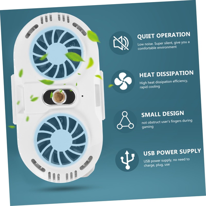 SHOWERORO Smartphone Cooling Fan with Dual Quiet Fans LED Light