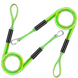 NIUTRIP 4-5.5ft, Bungee Dock Line with Stainless Steel Clip Safe Boat Rope Mooring String with Foam Float for Pontoon, Boat Accessories,Jet Ski,Sea Doo,2 Pack（Yellow&Green）