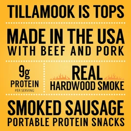 Tillamook Country Smoker Real Hardwood Smoked Sausages, Original Beef, 15.2 Ounce Tall Jar, 20 Count