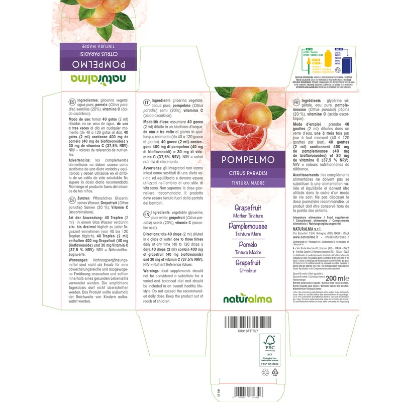 Grapefruit (Citrus paradisi) Seeds Alcohol-Free Mother Tincture Naturalma | Enriched