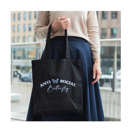 Hippowarehouse Anti Social Butterfly Tote Shopping Gym Beach Bag 42cm x38cm,10 litres