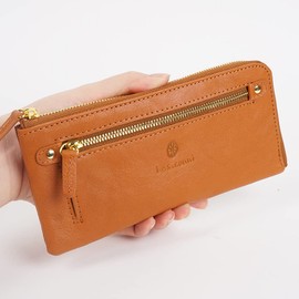 Les.conni Women's Long Wallet, Genuine Leather, L-Shaped Zipper, Slim, Thin, Cowhide Leather, Long Wallet, Black