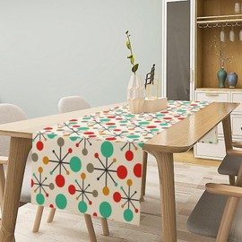 Mid Century Table Runner, Modern Atomic Pattern Absctract Geometric Retro 1950S 1960S Dinner Runner for Home Kitchen Dining Table Decoration, 13x70 Inch