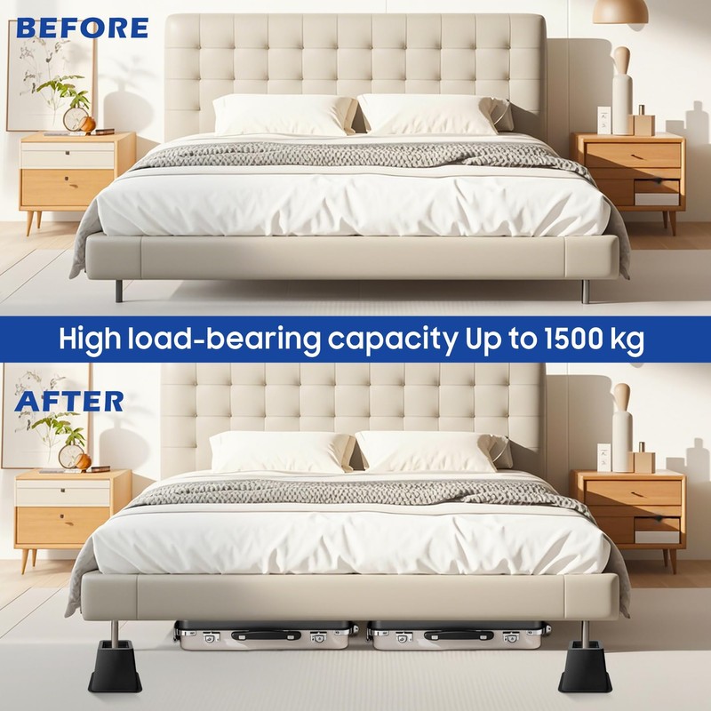 MixDora Bed Risers 4 Inch Heavy Duty Furniture Risers Square