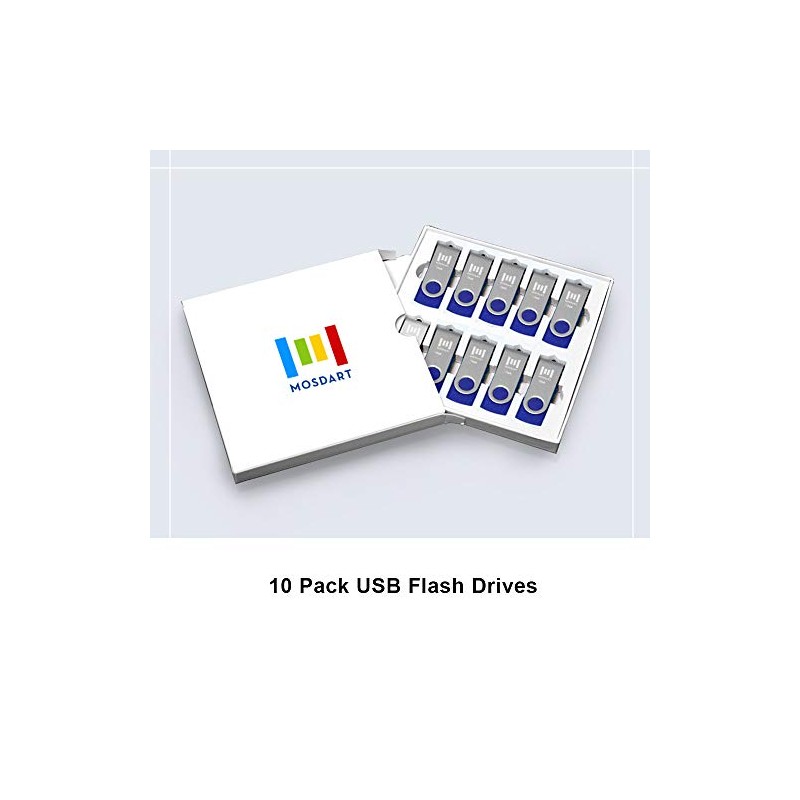 mosDART Paquete de 10 Flash Drives USB 2.0, Azul, 16GB