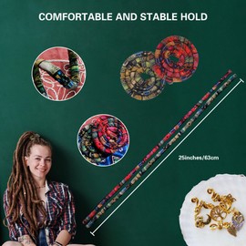 2 Pcs Spiral Lock Hair Tie Dreadlock Accessory Dreadlock Hair Tie for Women and Men Hair Braid Accessories Colorful Dreads Tie Long Dreads Thick Curly Hair Holder (Black and Red Pattern)