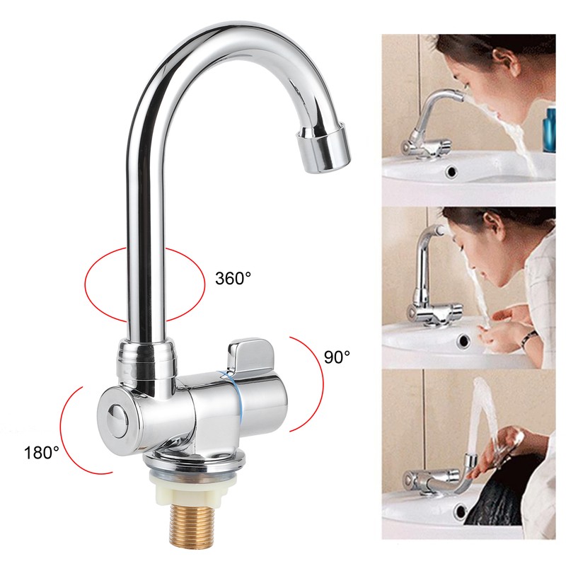 Single Cold Water Tap Basin Faucet 360 Degree Rotation 1/2in