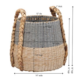 Household Essentials Cattail and Paper Terra Basket, Natural and Gray