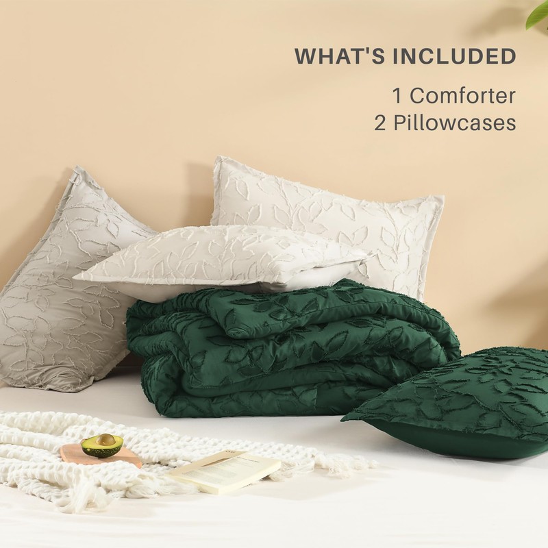 Litanika King Size Comforter Set Oatmeal, 3 Piece Boho Tufted
