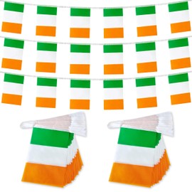 TSMD 2 Packs Ireland Flag Banner Irish Flags String Small Mini Hanging Flags Decorations,60 Feet 40 Flags