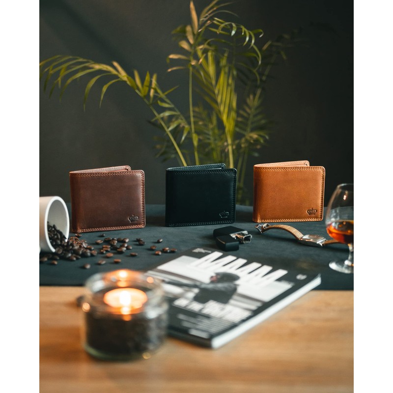 Baur Men's Genuine Leather Wallet with RFID Protection, Landscape Format,