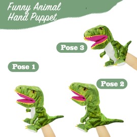 lilizzhoumax Dinosaur Cuddly Toy, Simulated Animal Dinosaur Hand Puppet Made of Plush, Kawaii Cute Role Play, Interactive Early Education Toy for Children, Gift for Friends and Children