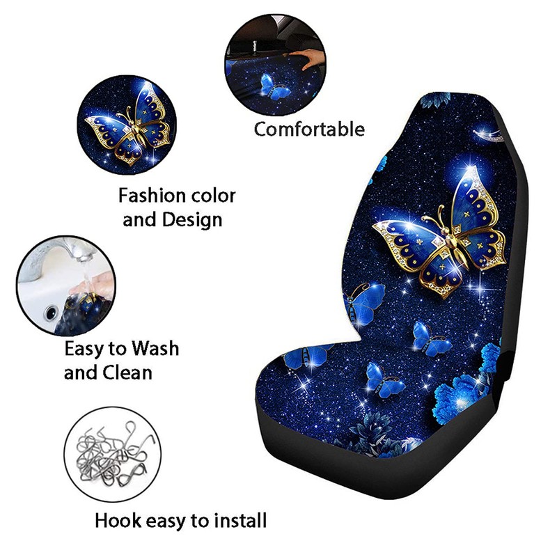 Howilath Teal Green Rose 4 Pieces Car Seat Covers Full