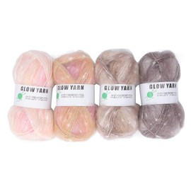 Cryfokt 4 Rolls Glow Yarn, 152 Yards Each, Soft Handcraft DIY Luminous Knitting Crochet Yarn, Sewing Supplies for Kids & Adults, Glow in the Dark Art & Craft Kit