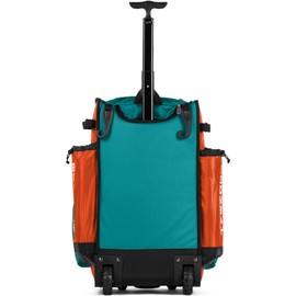 Boombah Rolling Superpack Baseball/Softball Gear Bag - 23-1/2" x 13-1/2" x 9-1/2" - BRSP2C23 Orange/Teal - Telescopic Handle - Holds 4 Bats - Wheeled Version