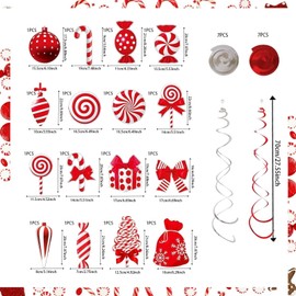FOGAWA 30PCS Christmas Candy Ceiling Decorations Candy Cane Christmas Hanging Swirls Decorations for Indoor Outdoor Xmas Holiday Party Theme Decoration Supplies