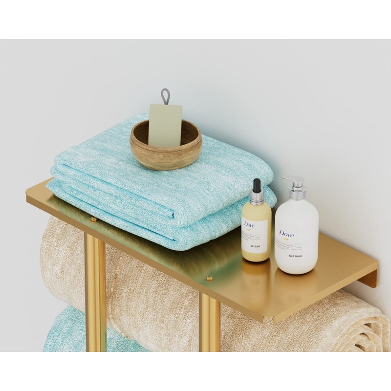 Towel Rack with Metal Shelf and 3 Hooks, Bethom Towel