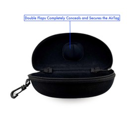 GATYZGEAR - Sunglasses Case Hard Shell | Glasses Cover with Zipper and Clip | Lightweight, Scratch Resistant Glass Case | Trackable, Hidden and Secure Air Tag Holder Glass Case - Black