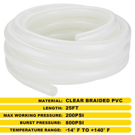 WYNNsky 3/4’’ID 25FT High Pressure Braided Clear PCV Tube