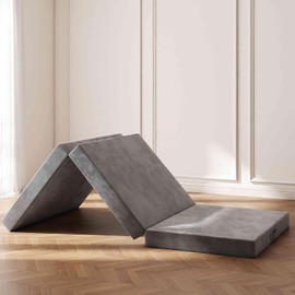 Swbvs Tri-Fold Memory Foam Mattress, 6 inch Single Folding Mattress with Washable Covers, Reversible Design, Foldable Mattress Topper for Travel&Guests 75" x 25" x 6"