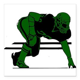 CafePress Football 6 Green Square Car Magnet 3 X 3 Square Car Magnet, Magnetic Bumper Display