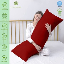 Cotton Delight Body Pillow Cover Pillowcase 20 x 60 Zipper Closure 100% Cotton Blend Premium 1pc Tango Red Body Pillowcases Pillow Covers, 20 x 60 inch