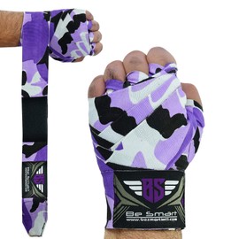 Boxing Hand Wraps Bandages Fist Inner Gloves Muay Thai Pairs, 11 Colors (137 Inches, Purple Camo)