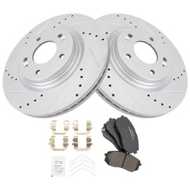 TRQ Front Brake Pad & Rotor Kit Premium G-Coated Performance Ceramic Compatible with 2019-2021 Hyundai Kona Electric 2015-2019 Sonata 2016-2019 Kia Optima