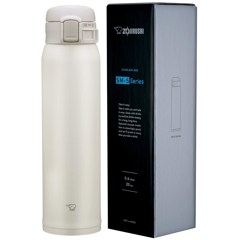 Zojirushi SMSR60EWA Stainless Mug, 20-Ounce, White