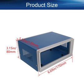 Heyiarbeit Junction Box Blue Metal Enclosure Project Case 6.69" x 5.12" x 3.15" DIY Box Junction Case Enclosure Preventive Case