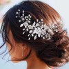 EASEDAILY Flower Bride Wedding Hair Vine Silver Bridal Headpiece Leaf