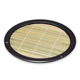 J-kitchens Soba Soba, Round Bamboo Plate, Black, Break-resistant, Resin, Diameter 9.4 x 1.0 inches (24 x 2.6 cm), Made in Japan