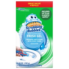 PACK OF 3 - Scrubbing Bubbles Toilet Cleaning Gel Starter Kit, Glade Rainshower, 24 count, 5.63 Ounces