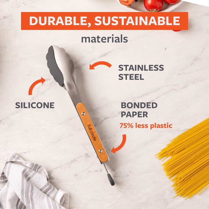 Full Circle 2-in-1 Cooking Tongs, 9-Inch – Dual-Sided Silicone &