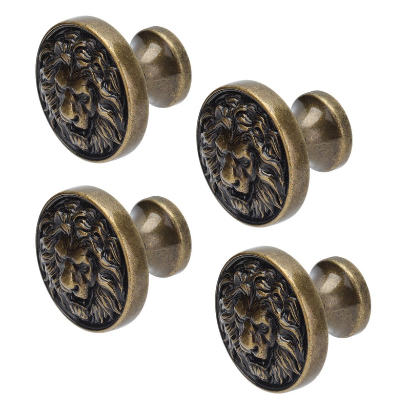 4Set Lion Head Zinc Alloy Cabinet Door Handle Modern Antique