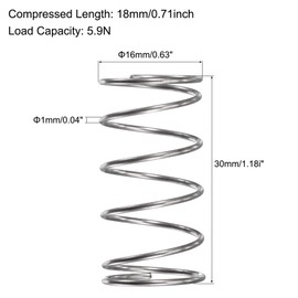 TOP-VIGOR 5Pcs Compression Spring, 16mm OD,1mm Wire Size,30mm Free Length Dual Extended Durable Dual Hook Tension Spring for Furniture Screen Doors Repair Projects